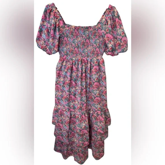 English Factory Pink Floral Smocked Tiered Ruffle Maxi Dress Size S EUC - Picture 5 of 12